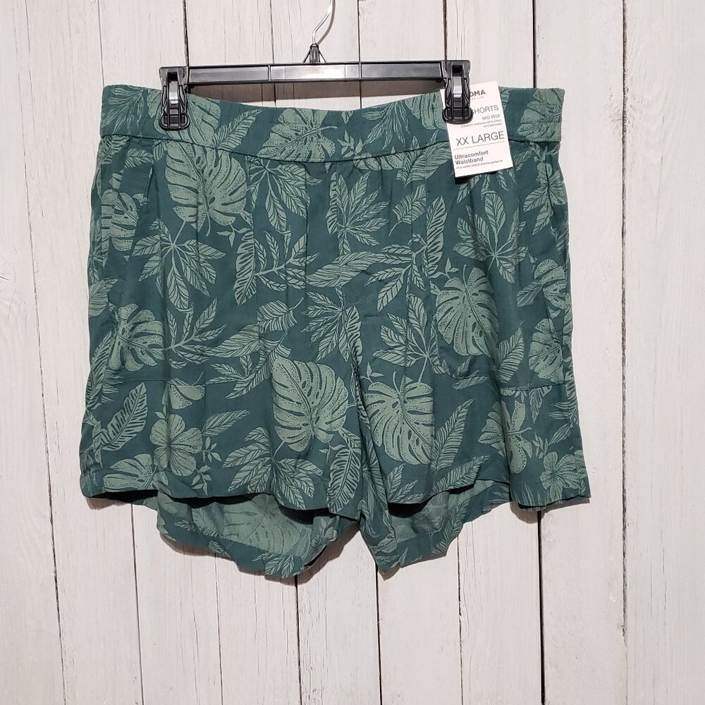 NEW Sonoma XXL Shorts Women's Green Floral Tropical Pull On Pockets Rayon 2X - Picture 1 of 6